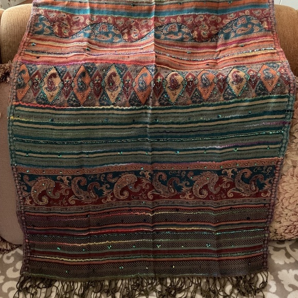 NWOT Wool riverside pashmina multicolor large scarf - Picture 2 of 7